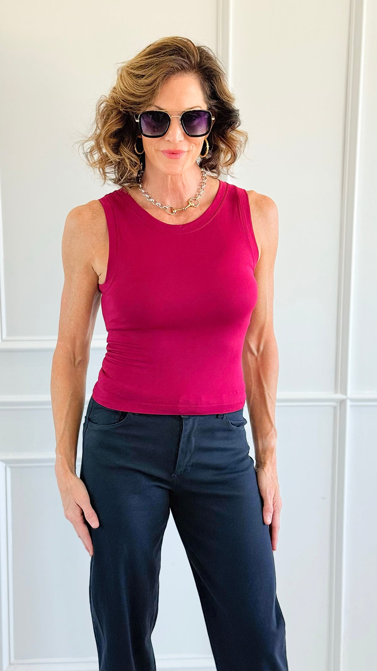 Essential Seamless Tank Top - Cabernet-100 Sleeveless Tops-Zenana-Coastal Bloom Boutique, find the trendiest versions of the popular styles and looks Located in Indialantic, FL
