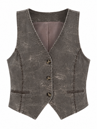Off Duty Leather Trim Vest