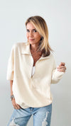 Butter Zip Up Pullover - Eggshell-130 Long Sleeve Tops-Before You-Coastal Bloom Boutique, find the trendiest versions of the popular styles and looks Located in Indialantic, FL