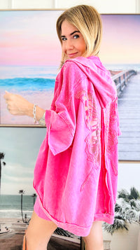 Mineral Wash Wings Hoodie Shaket - Pink-160 Jackets-j.her-Coastal Bloom Boutique, find the trendiest versions of the popular styles and looks Located in Indialantic, FL