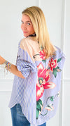 Stripes & Petals Wild Italian Blouse-110 Long Sleeve Tops-Italianissimo-Coastal Bloom Boutique, find the trendiest versions of the popular styles and looks Located in Indialantic, FL
