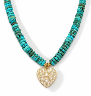 Turquoise Pavé Heart Necklace