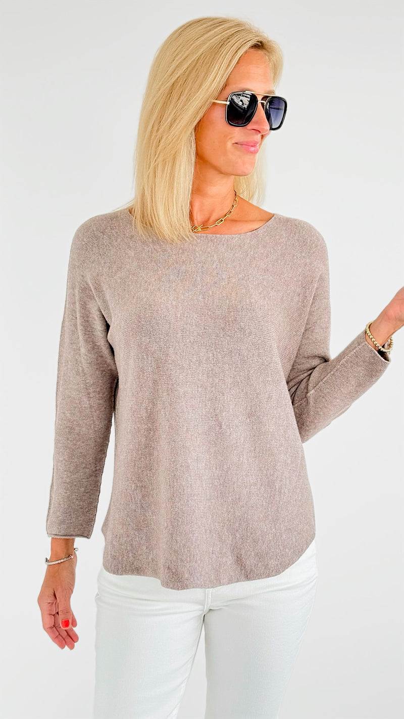 Soho Italian Boatneck Pullover - Ash Mocha-140 Sweaters-Italianissimo-Coastal Bloom Boutique, find the trendiest versions of the popular styles and looks Located in Indialantic, FL