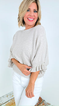 Soft Frills Italian Sweater- Ecru-140 Sweaters-Italianissimo-Coastal Bloom Boutique, find the trendiest versions of the popular styles and looks Located in Indialantic, FL