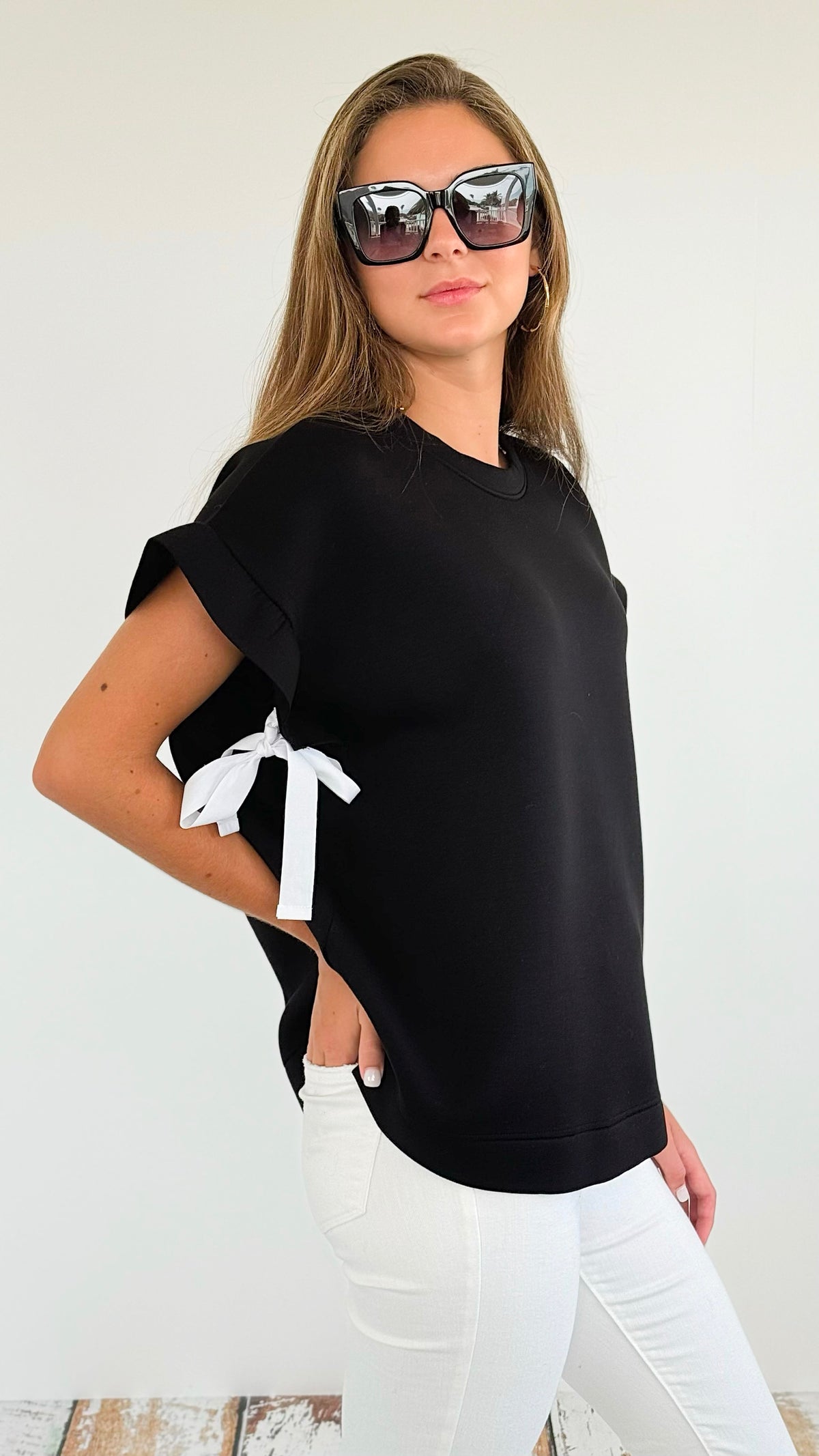 Bow Detailed Short Sleeves Top-110 Short Sleeve Tops-Joh Apparel-Coastal Bloom Boutique, find the trendiest versions of the popular styles and looks Located in Indialantic, FL