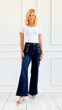 Marine-Style Wide Leg Jeans-170 Bottoms-Q2-Coastal Bloom Boutique, find the trendiest versions of the popular styles and looks Located in Indialantic, FL