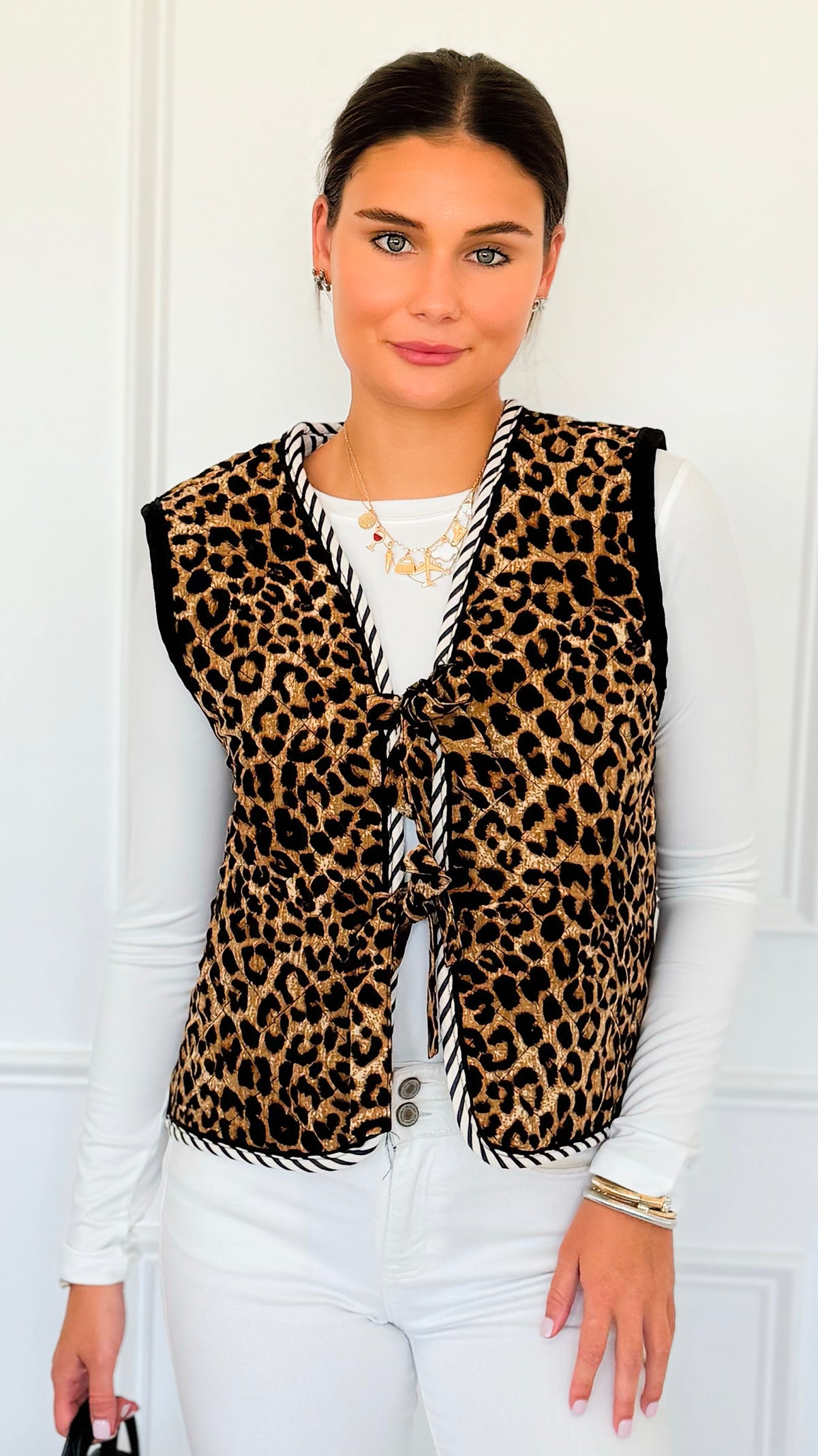Wild Harmony Tie Front Vest-150 Cardigans/Layers-Umgee-Coastal Bloom Boutique, find the trendiest versions of the popular styles and looks Located in Indialantic, FL