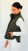 Warm Intentions Zip Puffer Vest - Dark Olive-160 Jackets-Zenana-Coastal Bloom Boutique, find the trendiest versions of the popular styles and looks Located in Indialantic, FL