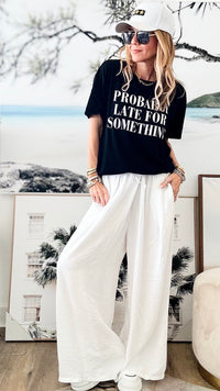 Easy Breezy Italian Linen - White-pants-Italianissimo-Coastal Bloom Boutique, find the trendiest versions of the popular styles and looks Located in Indialantic, FL