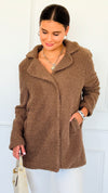 Cozy Up Sherpa Coat - Mocha-160 Jackets-26 International-Coastal Bloom Boutique, find the trendiest versions of the popular styles and looks Located in Indialantic, FL