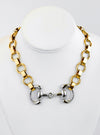 Horsebit Two Tone Chocker Necklace-230 Jewelry-YOCHI-Coastal Bloom Boutique, find the trendiest versions of the popular styles and looks Located in Indialantic, FL