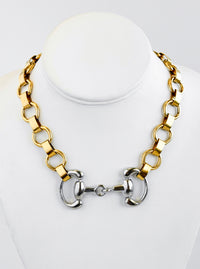 Horsebit Two Tone Chocker Necklace-230 Jewelry-YOCHI-Coastal Bloom Boutique, find the trendiest versions of the popular styles and looks Located in Indialantic, FL