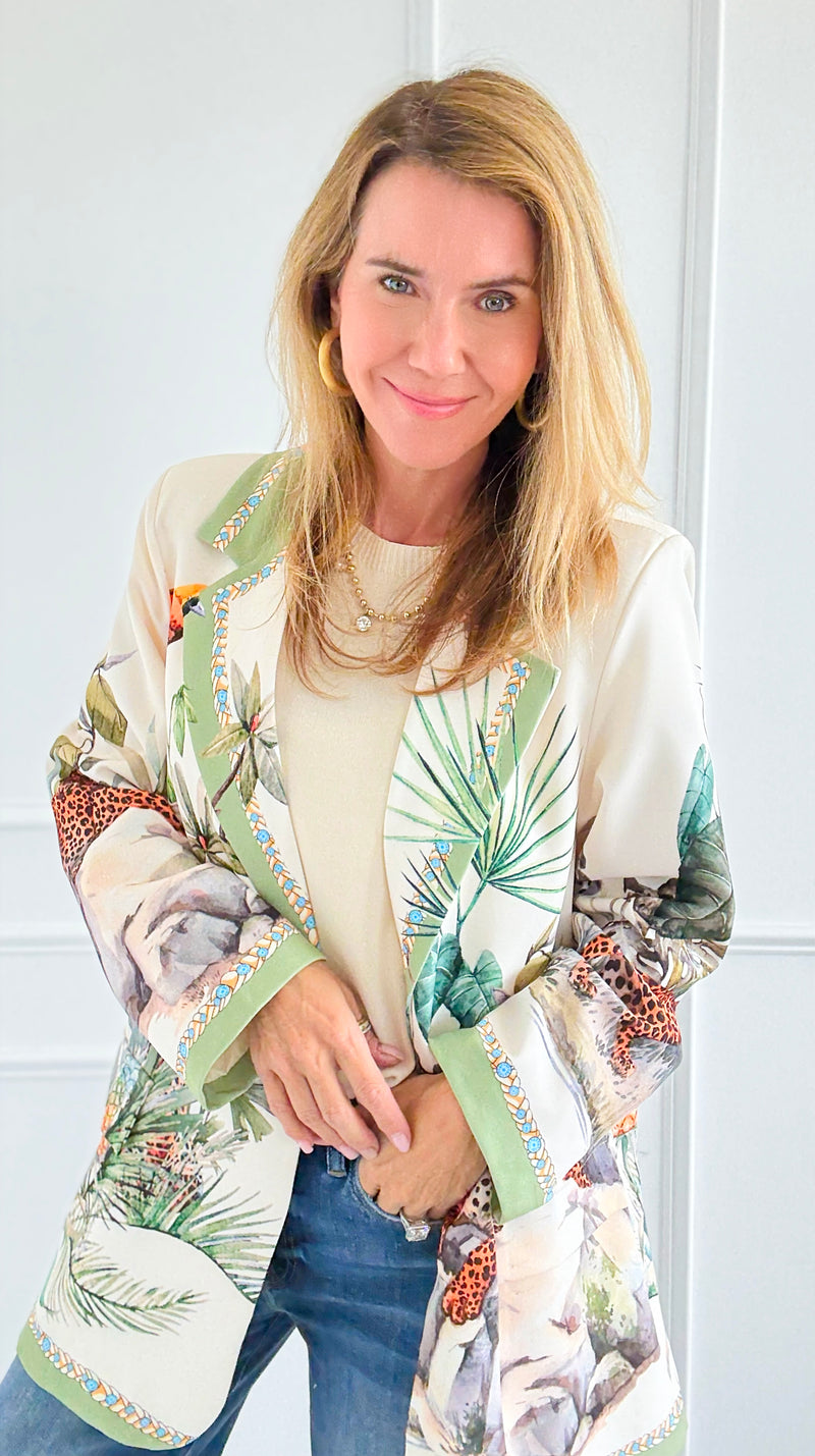 Tropic Jungle Italian Blazer-160 Jackets-Italianissimo-Coastal Bloom Boutique, find the trendiest versions of the popular styles and looks Located in Indialantic, FL
