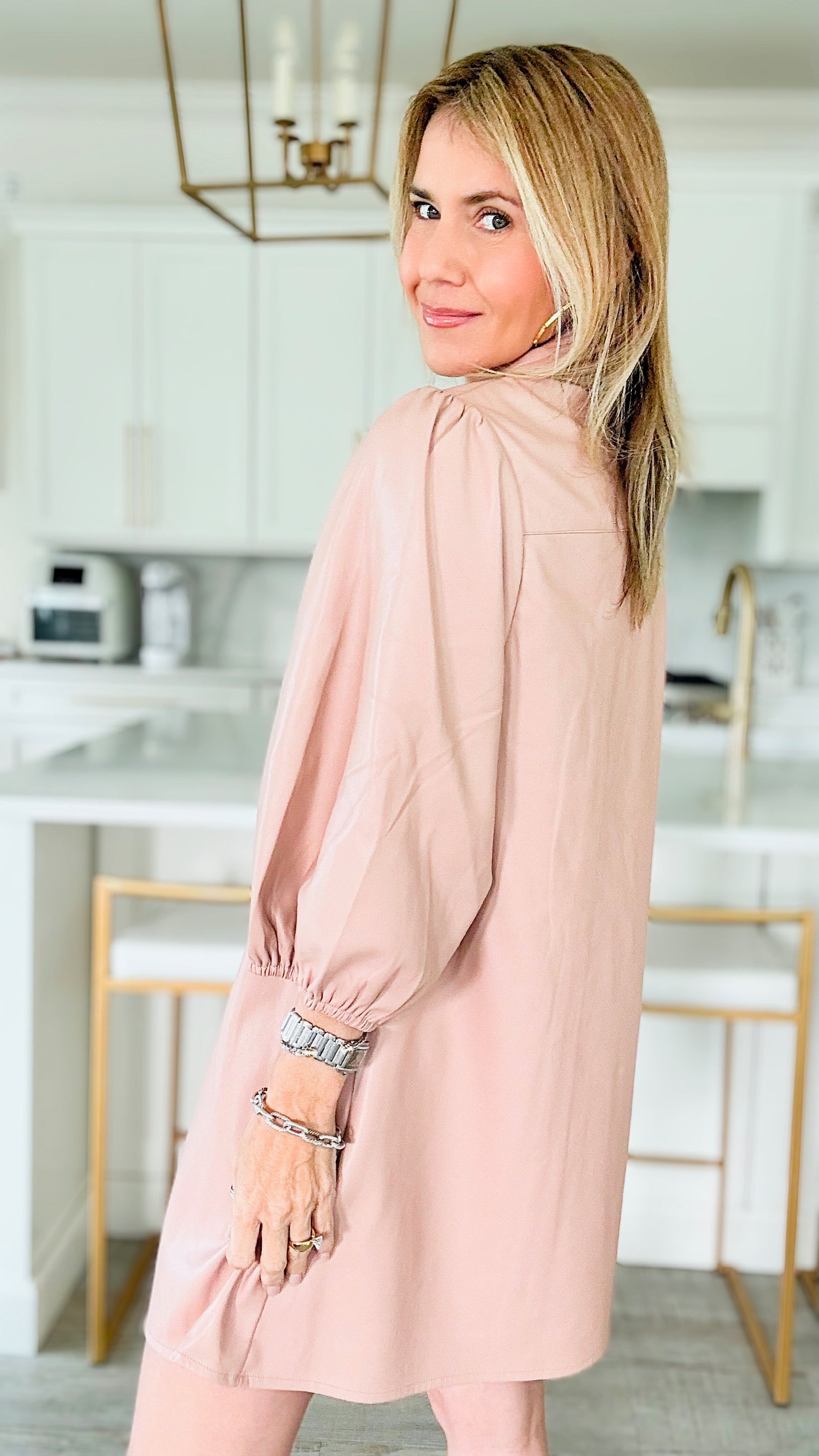 Classic Soft Vegan Leather Tunic - Blush-150 Cardigan Layers-Dolce Cabo-Coastal Bloom Boutique, find the trendiest versions of the popular styles and looks Located in Indialantic, FL