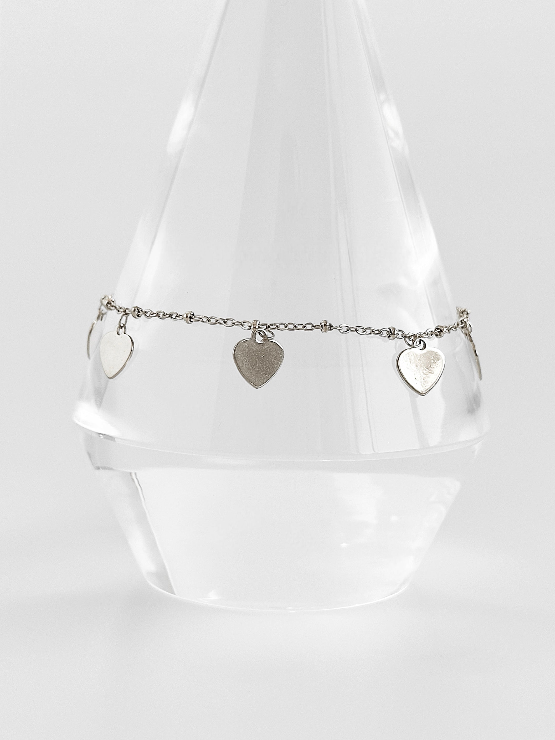 Stainless Steel Heart Station Anklet-230 Jewelry-NYW-Coastal Bloom Boutique, find the trendiest versions of the popular styles and looks Located in Indialantic, FL