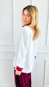 Midnight Contrast Button Down Top - Ivory Wine-130 Long sleeve top-Must Have-Coastal Bloom Boutique, find the trendiest versions of the popular styles and looks Located in Indialantic, FL