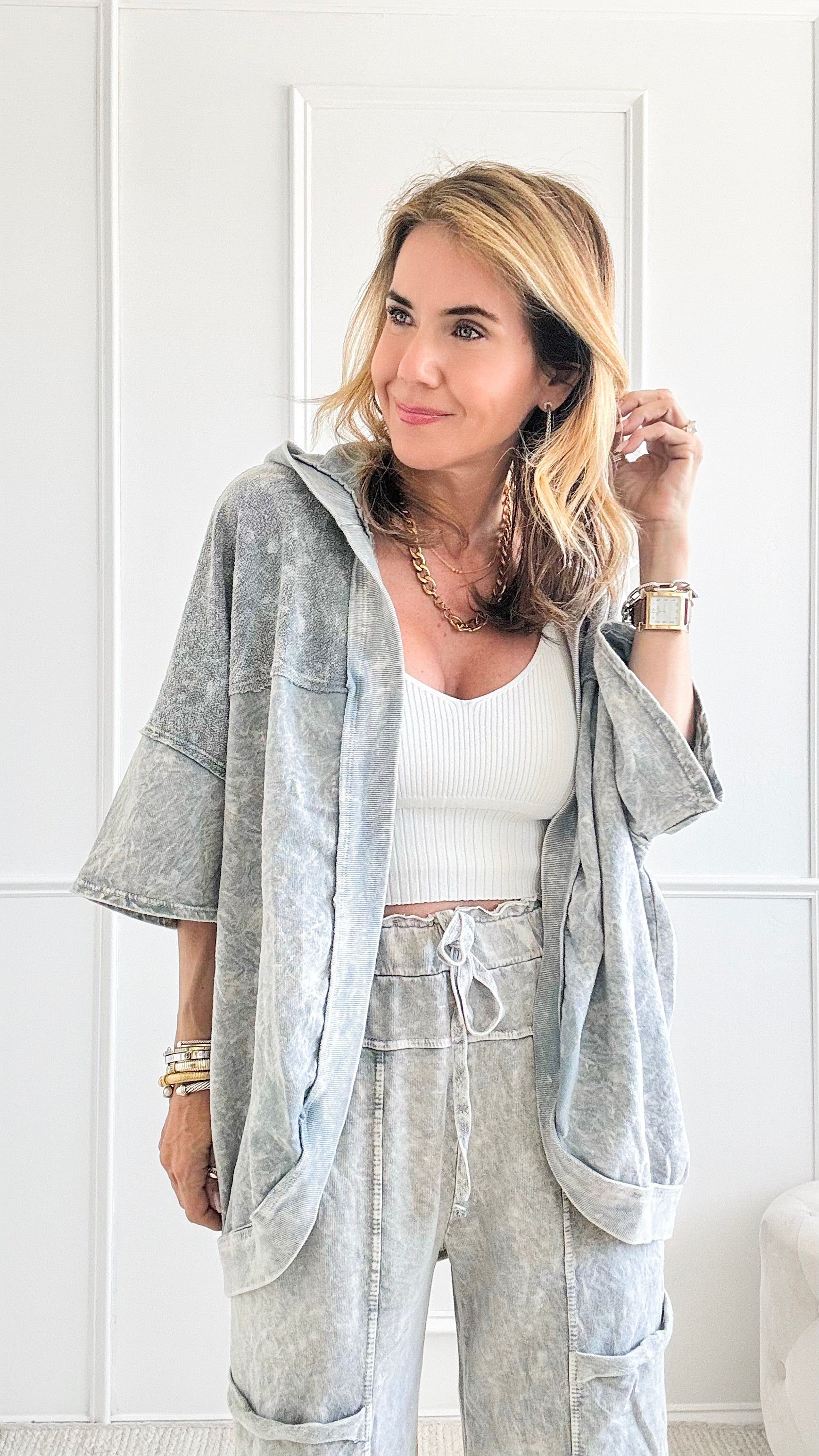 Mineral Wash Wings Hoodie Shaket - Silver Grey-160 Jackets-j.her-Coastal Bloom Boutique, find the trendiest versions of the popular styles and looks Located in Indialantic, FL