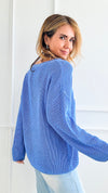 "Ocean" Embroidered Knit Top-130 Long Sleeve Tops-Anniewear-Coastal Bloom Boutique, find the trendiest versions of the popular styles and looks Located in Indialantic, FL
