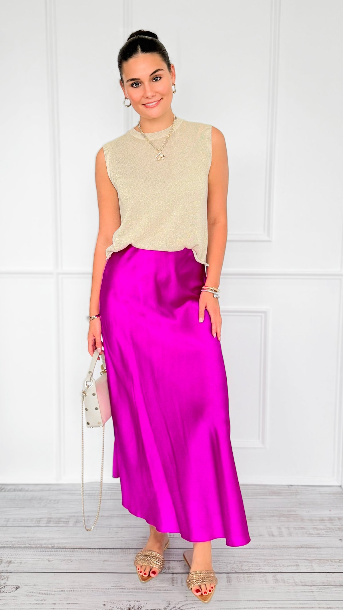 Isabella Italian Skirt- Magenta-170 Bottoms-SEE YOU IN ROME-Coastal Bloom Boutique, find the trendiest versions of the popular styles and looks Located in Indialantic, FL