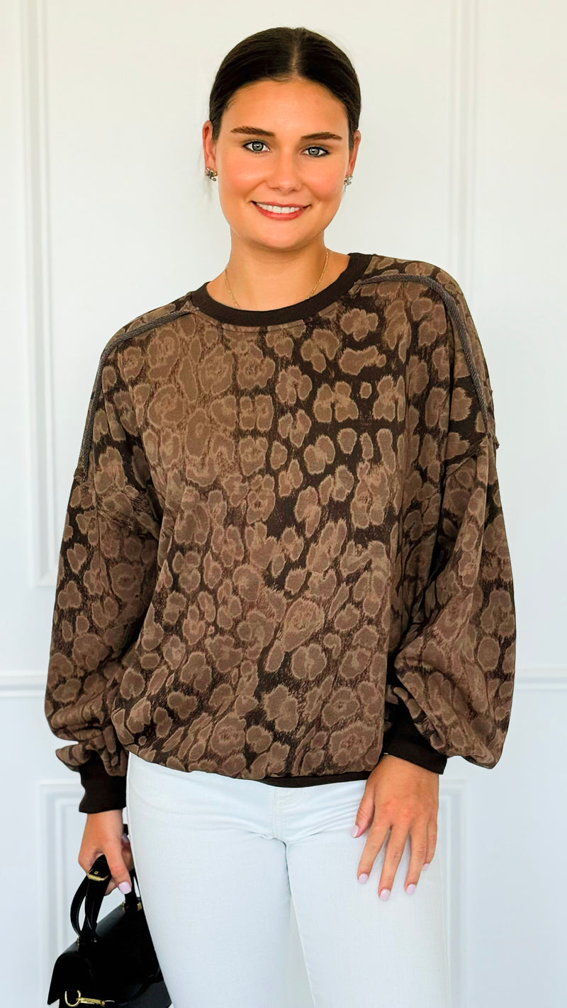 Paw Prism Italian Sweatshirt-Espresso-130 Long Sleeve Tops-Italianissimo-Coastal Bloom Boutique, find the trendiest versions of the popular styles and looks Located in Indialantic, FL