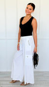 Pocket Glam Italian Flare Leg Pant- White-100 Pants-TATTOO Z-Coastal Bloom Boutique, find the trendiest versions of the popular styles and looks Located in Indialantic, FL
