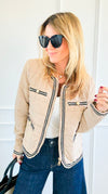 Braided Bliss Jacket-Beige-160 Jackets-V SKY-Coastal Bloom Boutique, find the trendiest versions of the popular styles and looks Located in Indialantic, FL