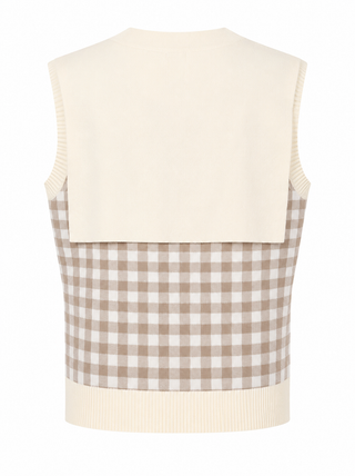 Plaid Sweater Shawl Detail Tank Top