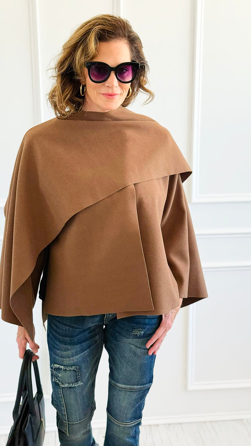 Modern & Elegance Italian Shawl Jacket- Camel-150 Cardigans/Layers-SEE YOU IN ROME-Coastal Bloom Boutique, find the trendiest versions of the popular styles and looks Located in Indialantic, FL
