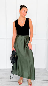 Isabella Italian Skirt- Olive-170 Bottoms-SEE YOU IN ROME-Coastal Bloom Boutique, find the trendiest versions of the popular styles and looks Located in Indialantic, FL