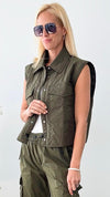 Button Closure Front Pockets Vest-150 Cardigan Layers-Rousseau-Coastal Bloom Boutique, find the trendiest versions of the popular styles and looks Located in Indialantic, FL