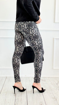 Snakeskin Mirage Slim Fit Jeggings-170 Bottoms/Shorts-YELETE-Coastal Bloom Boutique, find the trendiest versions of the popular styles and looks Located in Indialantic, FL