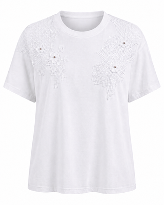 Love in Bloom Short Sleeve Top- White