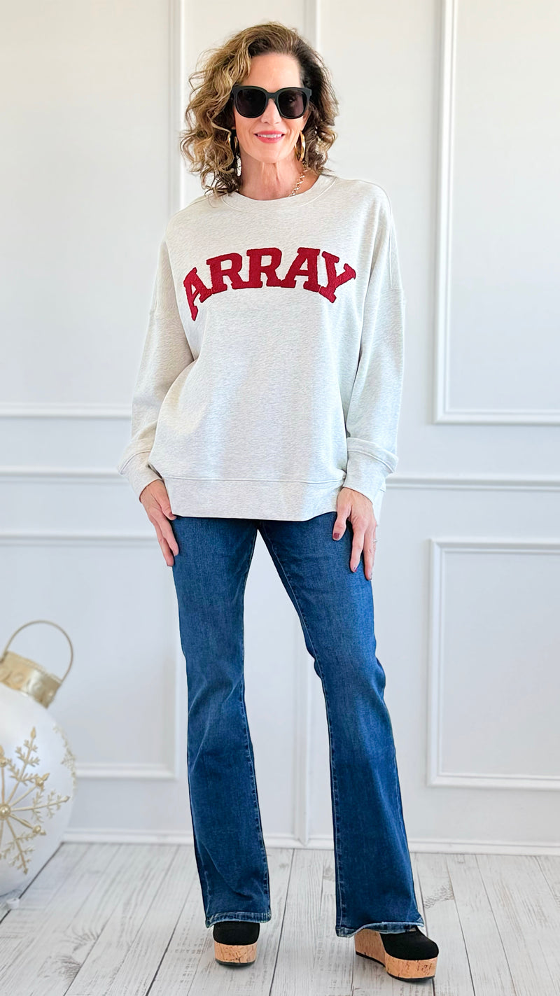 Word Play French Terry Sweatshirt-130 Long Sleeve Tops-White Birch-Coastal Bloom Boutique, find the trendiest versions of the popular styles and looks Located in Indialantic, FL