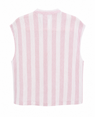 Amalfi Harbor Italian Linen Vest- Pink