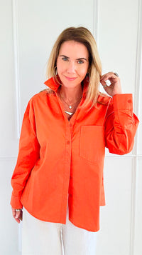 Power Move Pocket Italian Shirt- Orange-110 short Sleeve Top-IT UNIQ-Coastal Bloom Boutique, find the trendiest versions of the popular styles and looks Located in Indialantic, FL