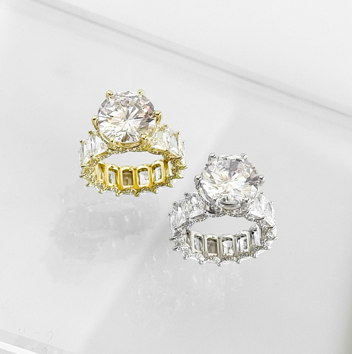 Sterling Silver Mega Clear Round Baguette Band Ring-230 Jewelry-NYC-Coastal Bloom Boutique, find the trendiest versions of the popular styles and looks Located in Indialantic, FL