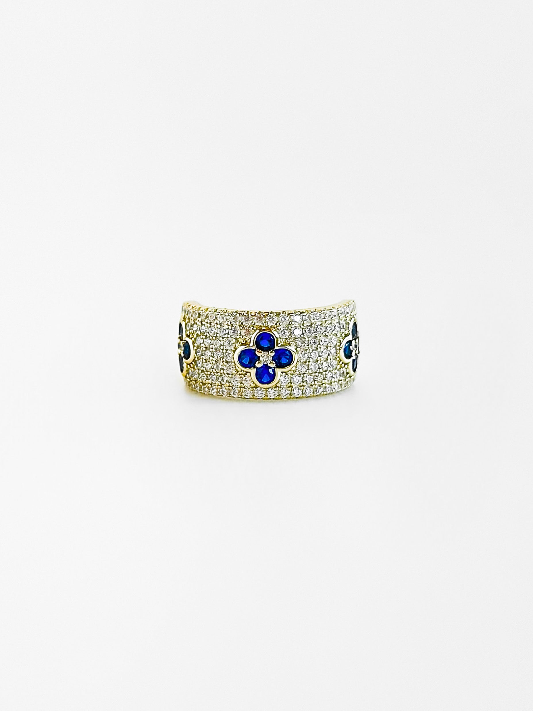 Sterling Silver Micropave Sapphire Flower Station Ring-230 Jewelry-NYC-Coastal Bloom Boutique, find the trendiest versions of the popular styles and looks Located in Indialantic, FL