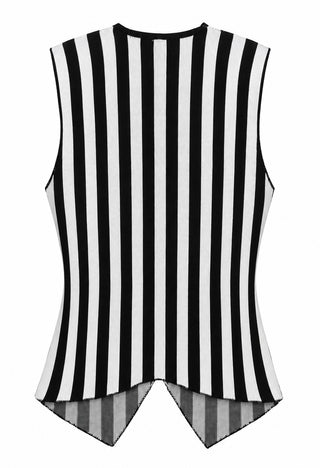 Striped Knit Vest - Black