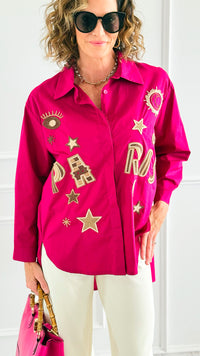 Astro Paris Italian Blouse-130 Long Sleeve Tops-AMIRA-Coastal Bloom Boutique, find the trendiest versions of the popular styles and looks Located in Indialantic, FL