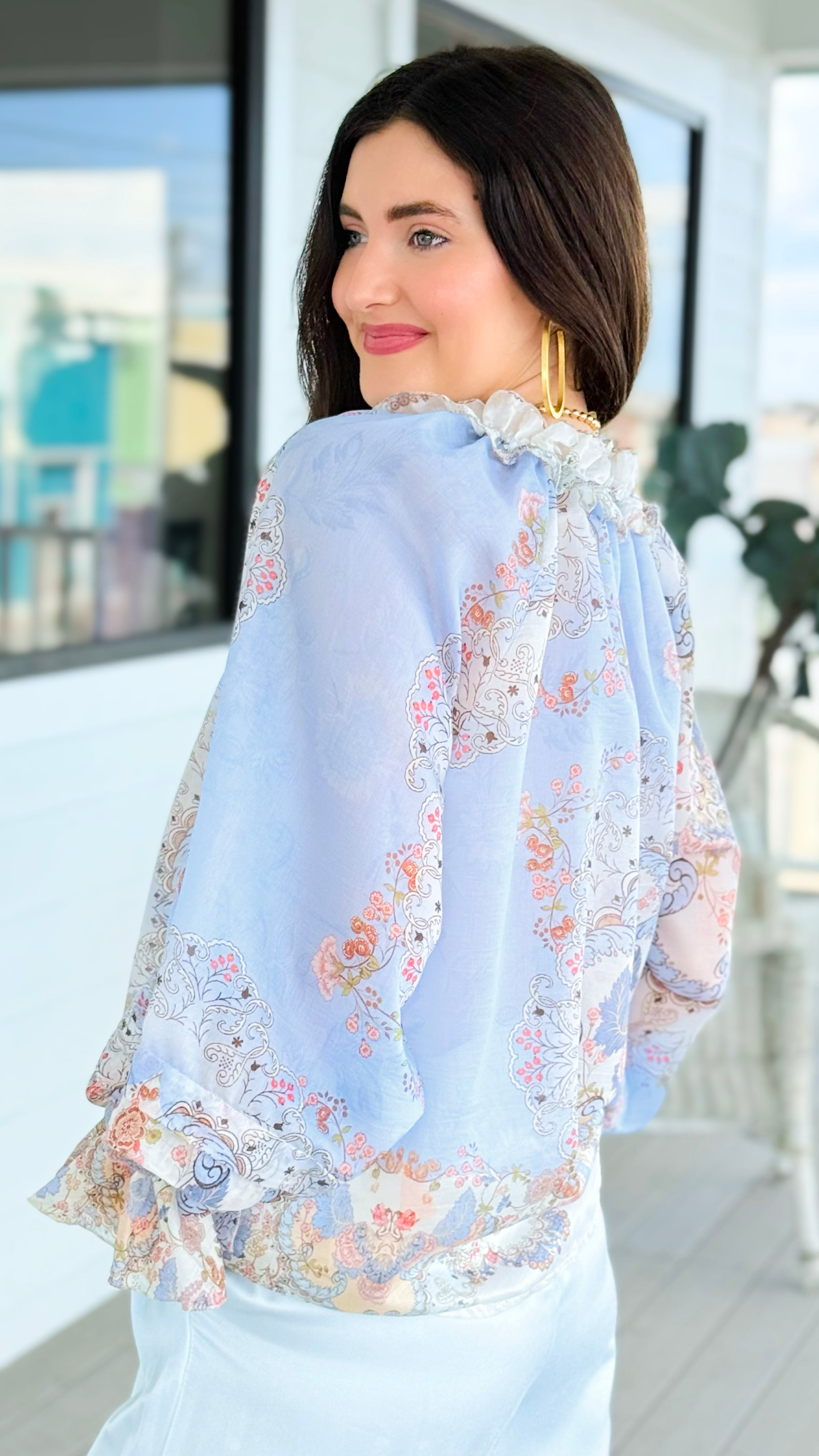 Palais Floral Italian Blouse- Blue