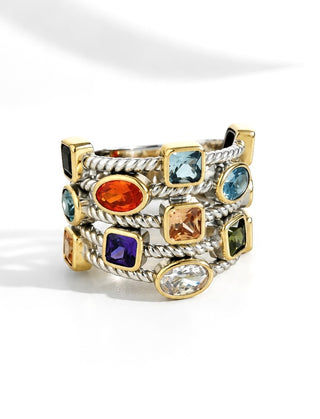 Sterling Silver Colorful Twist Ring