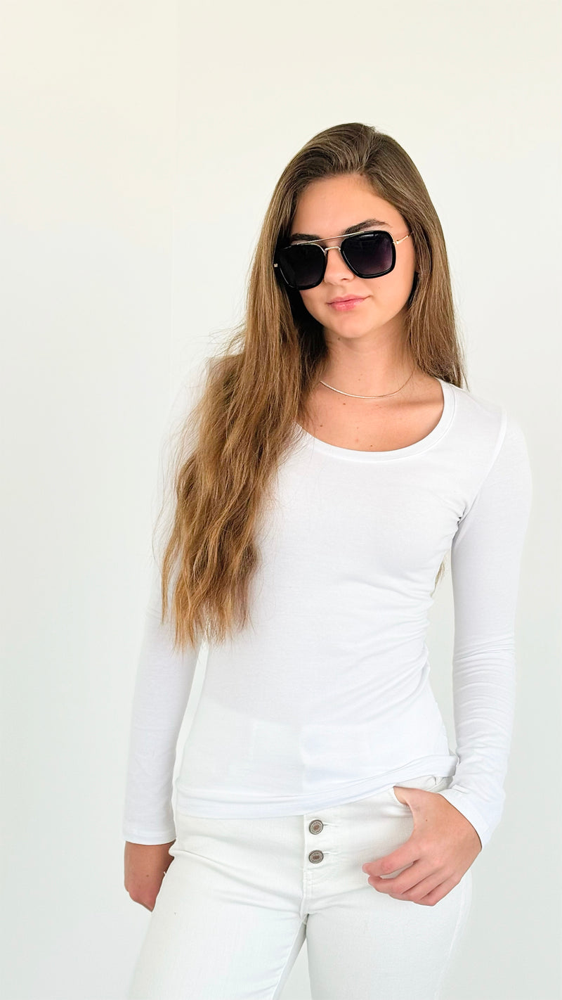 Everyday Essential Long Sleeve - White-130 Long sleeve top-Active Basic-Coastal Bloom Boutique, find the trendiest versions of the popular styles and looks Located in Indialantic, FL