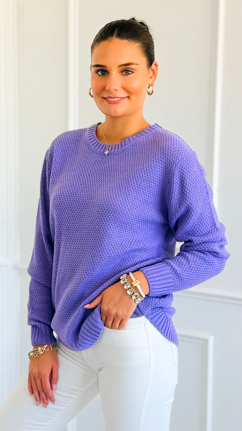 Round Neck Basic Sweater - Lavender-140 Sweaters-Zenana-Coastal Bloom Boutique, find the trendiest versions of the popular styles and looks Located in Indialantic, FL