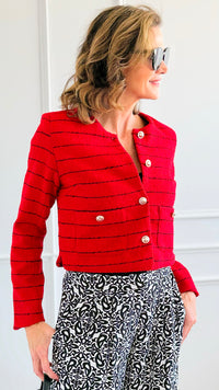 Rouge Riviera Tweed Jacket-160 Jackets-IRIS-Coastal Bloom Boutique, find the trendiest versions of the popular styles and looks Located in Indialantic, FL
