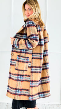 Heritage Check Long Coat-160 Jackets-mystree-Coastal Bloom Boutique, find the trendiest versions of the popular styles and looks Located in Indialantic, FL