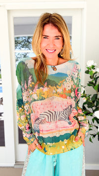 The Zebra In Bloom St Tropez Italian Knit Sweater