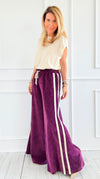 Tracked Threads Italian Palazzo- Plum-100 Pants-AZUL MONACO-Coastal Bloom Boutique, find the trendiest versions of the popular styles and looks Located in Indialantic, FL
