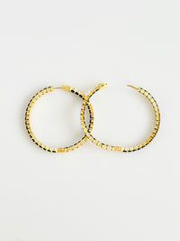 CZ Double Vision Big Hoops Earrings - Navy-230 Jewelry-Chasing Bandits-Coastal Bloom Boutique, find the trendiest versions of the popular styles and looks Located in Indialantic, FL