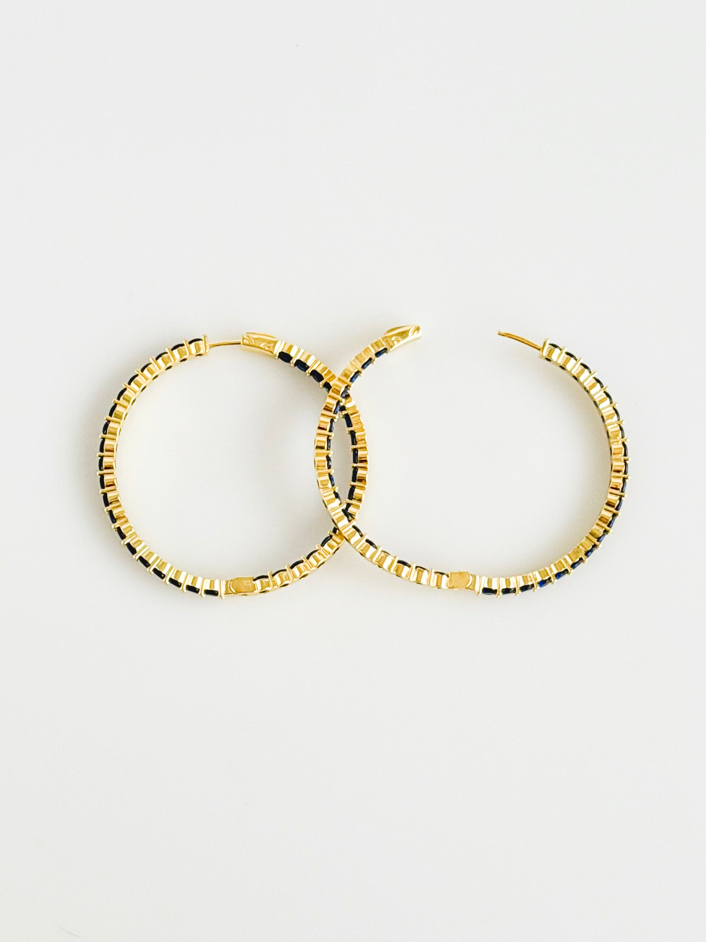 CZ Double Vision Big Hoops Earrings - Navy-230 Jewelry-Chasing Bandits-Coastal Bloom Boutique, find the trendiest versions of the popular styles and looks Located in Indialantic, FL