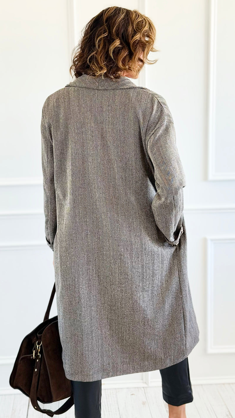 Wild Lining Italian Long Coat-160 Jackets-AZUL MONACO-Coastal Bloom Boutique, find the trendiest versions of the popular styles and looks Located in Indialantic, FL